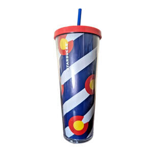 (NEW) Starbucks Colorado State Flag Acrylic Tumbler 24oz w/ Straw – 9” Tall